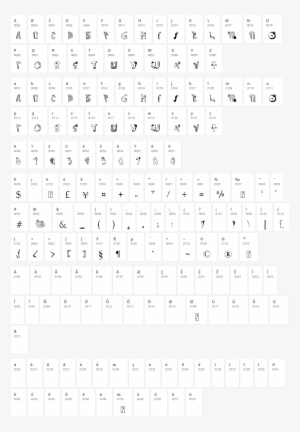 crown doodle character map - font