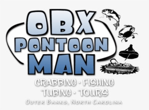 Obx Pontoon Man Fishing, Crabbing, Sunset Tours - Vinyl Decal Mural Sticker Bass Fishing Fish Boat Angling