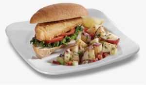 Breaded Fillet Sandwiches With Grilled Potato Salad - Tomato