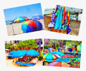 Beach Umbrella Watercolor Notecards - Beach