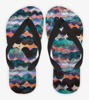 Chinelo Abstract Waves Marine Watercolor - Flip-flops