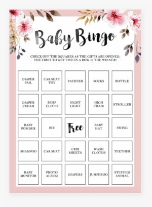 Printable Baby Girl Shower Bingo Cards With Pink Flowers - Free Baby Shower Game Songs