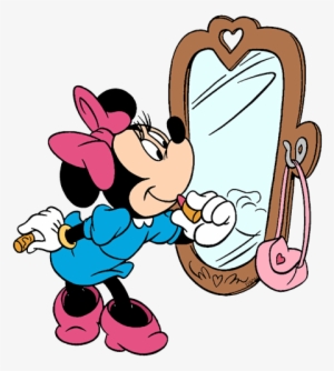 Lipstick Clipart Minnie Mouse - Minnie Mouse Looking In The Mirror