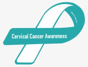 A White And Teal Cancer Ribbon That Says Cervical Cancer - Cervical Cancer Logo Png
