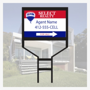 Aluminum Sign Face Directional Sign With Black Rod - Small Realty Signs Metal Frame