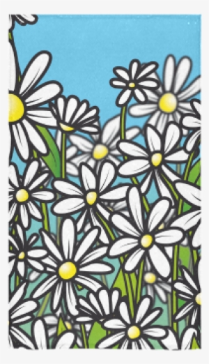 White Daisy Field Flowers Custom Towel - Feld Der Blumen Des Weißen Gänseblümchens Postkarte
