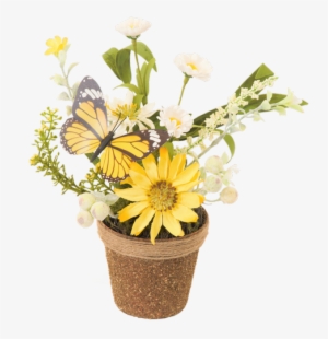 Silk Spring Flower Twig Pot, Yellow Dais - African Daisy