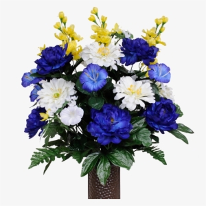 Blue Morning Glories & White Daisies - Flower