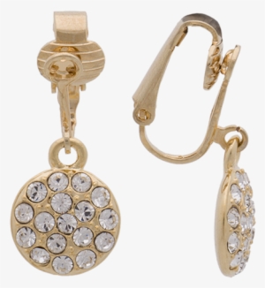 Gold Pave Button Drop Clip On - Silver