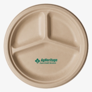 10 Inch Kraft 3-compartment Compostable Paper Plate - Paper Plate Logo