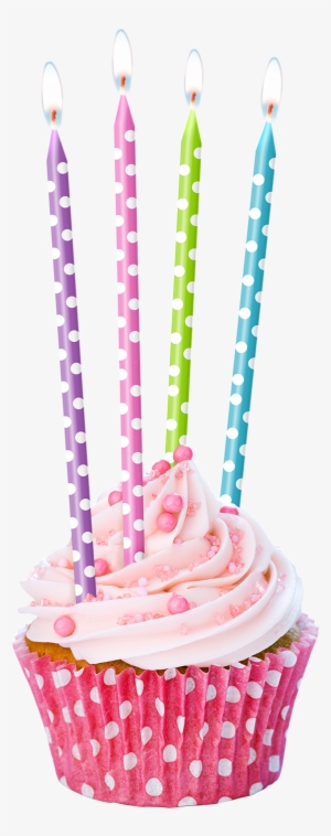 Vela Larga Puntos Tortas De Cumpleaños - Cupcake With Candle Png