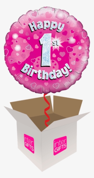 Happy 1st Birthday Pink Holographic - Happy 1st Birthday Balloon