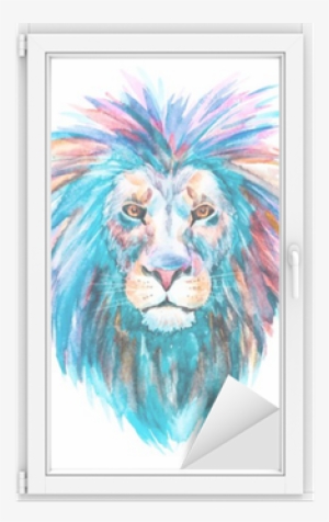 Watercolor Vector Lion Window & Glass Sticker • Pixers® - Watercolor Lion