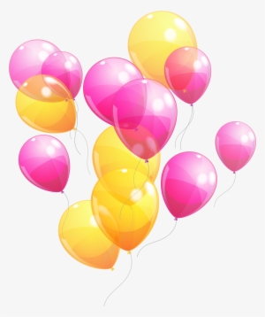 Pink And Yellow Balloons Bunch Png Image - Pink And Yellow Balloons