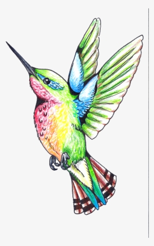 Cute Cartoon Hummingbird Tattoo Design