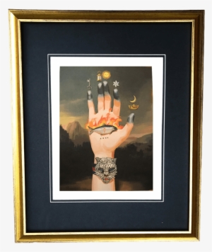 Vintage Gold Frame Gucci Celestial Hand Diamond Cat - Gucci Painting In Frame