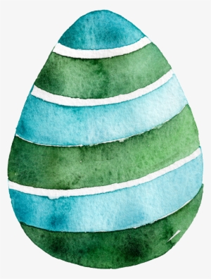 Blue And Green Egg Watercolor Hand-painted Cartoon - Clip Art