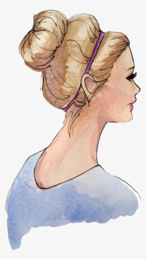 New York City Based Artist Inslee Fariss Creates Watercolor - Drawing A Cool Girl With A Bun