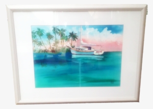 Sailboat In Tropics - Watercolor Painting