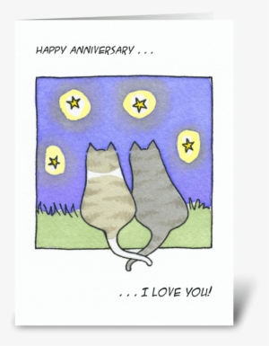 Cat Anniversary Watercolor Greeting Card - Cat