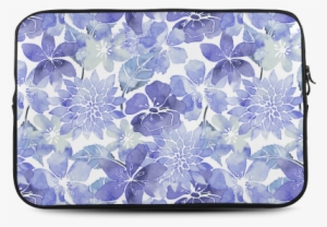 Watercolor Flower Pattern Custom Sleeve For Laptop - Blue Watercolor Flower