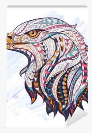 Patterned Head Of Eagle On The Watercolor Background - Eagle Design Shirts