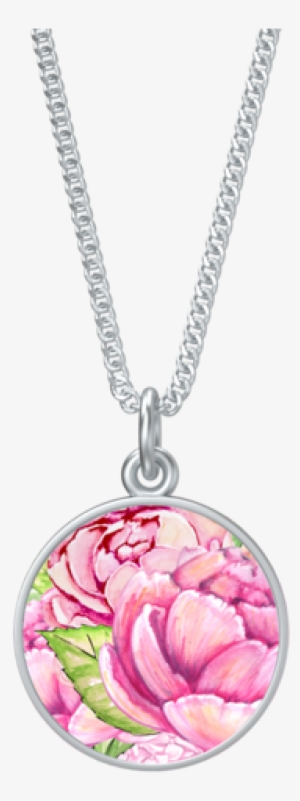 Watercolor Peony 16" Chain Necklace - Necklace