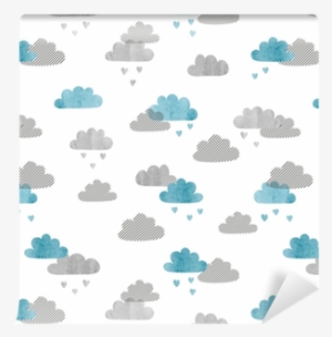 Seamless Vector Watercolor Clouds Pattern - Watercolor Painting