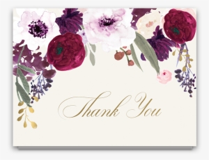 Floral Wedding Thank You Cards Burgundy Purple Gold - Burgundy Watercolor Flowers Png