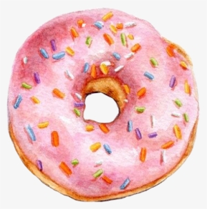 Donuts Donut Pink Watercolor Watercolour Sweet Food - Donut Watercolor Painting