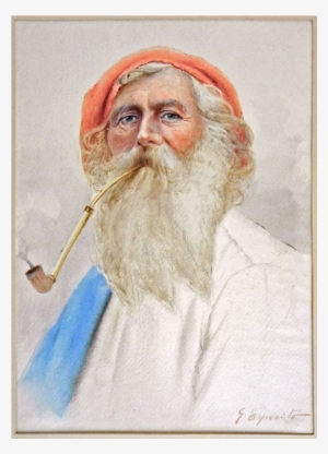 Antique Watercolor Portrait Of Maltese Fisherman In - Watercolor Painting