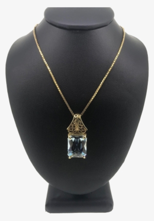 Vintage 14k Aquamarine With A 14k Yellow Gold Box Chain - Portable Network Graphics