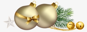 Christmas Balls With Pine Branch And Star Clipart - Christmas Stars Png Transparent