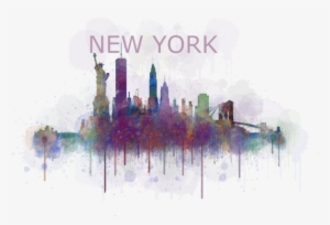 Ny New York City Skyline V4 Watercolor Greeting Card - New York City Transparent