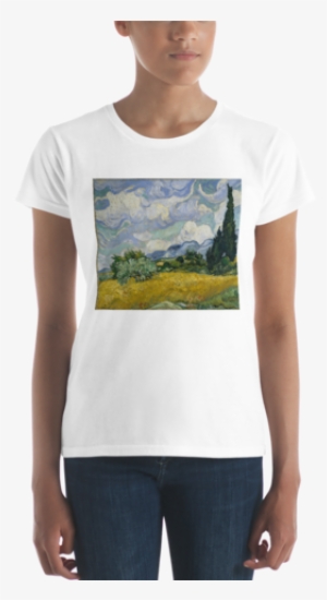 Wheat Field With Cypresses Cotton Art Tee For - Wheatfield With Cypresses, C.1889