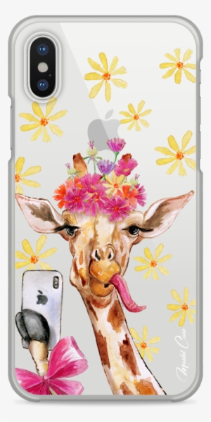 Coque Iphone X Watercolor Floral Giraffe - Mobile Phone