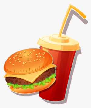 Fast Food Veggie Burger Junk Vector Handpainted - Fast Food Vector Png