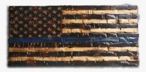 Wood Thin Blue Line Flag - Firefighter