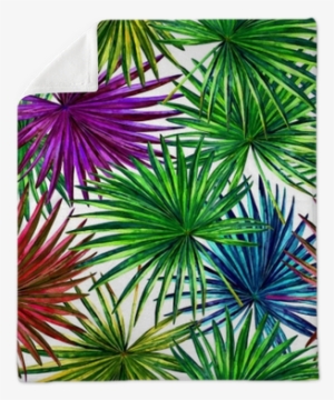 Seamless Floral Pattern With Beautiful Watercolor Fan - Sfondo Foglie Della Giungla