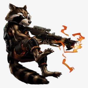 Guardian Rocket Raccoon Portrait Art - Guardians Of The Galaxy Comic Png