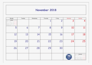 November Calendar 2018 Png - Calendario