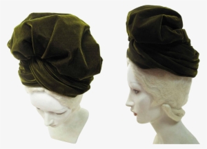 1940's Irene Of New York Moss Green Slouchy Silk Velvet