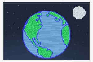 Earth And Moon Pixel Art