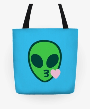 blowing kiss alien emoji tote - alien kiss emoji