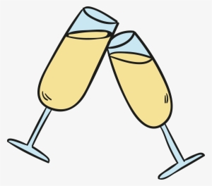Png Black And White Champagne Drawing Cartoon - Cartoon Champagne Glass