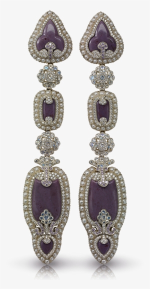Fabergé Scheherazade Long Earrings Features Lilac Jasper, - Gold