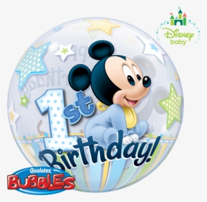 Mickey Bubble Balloon Baby Mickey Balloon In A Box - 22" Mickey Mouse 1st Birthday Bubble Balloons - Mylar
