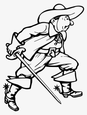 Silhouette Of Comic Hero With A Sword - Cartoon