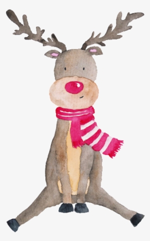 Gray Hand-painted Moose Christmas Transparent Material - Christmas Day