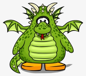 Green Dragon Costume From A Player Card - Club Penguin Green Dragon Costume